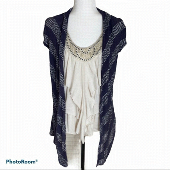 Women’s 2 in 1 ruffle tank with sweater Size M - Picture 1 of 9
